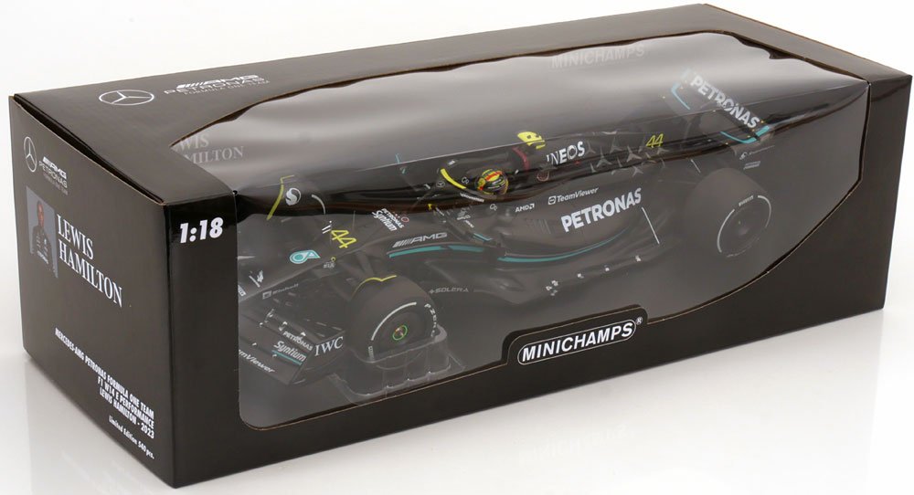 1:18 Minichamps Mercedes AMG W14 GP Bahrain Hamilton 2023